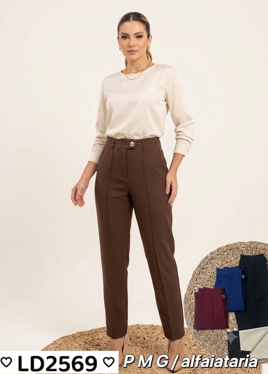 Calça Alfaiataria Skinny Cós Alto