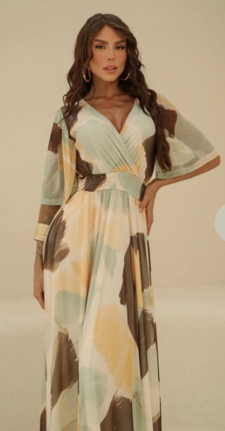 Vestido Brisa de Manguinha - Verde Amarelo